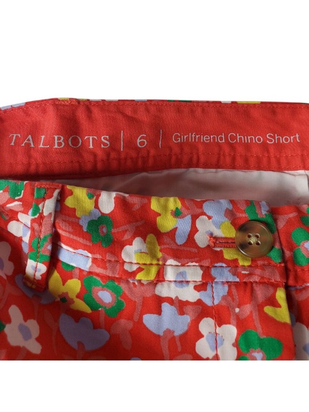 Talbots Womens Floral Print Girlfriend Chino Shorts Red/Multicolor Size 6 - Picture 4 of 12